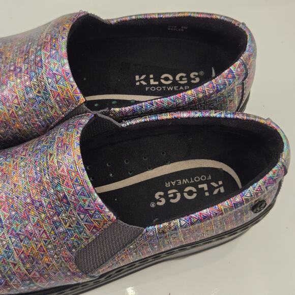 Klogs NAPLES Clog Women’s US 6 Slip On Resistant Shoes Geometric Print Black EUC - Picture 3 of 7